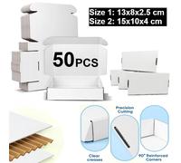 Paquet de 50 petites boîtes blanches 13x8x2.5cm/15x10x4cm pouces, enveloppes cadeaux ondulées recyclables, stockage d'emballage professionnel, boîtes d'expédition White