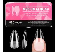 Paquet de 550 faux ongles américains en forme d'amande, taille moyenne | 11 tailles