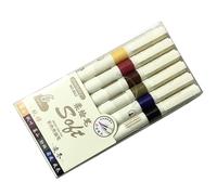 Paquet De 6/12 Pinceaux D'art Corporel En Plastique Pointes Flexibles Pour Un Journal Créatif Encres Pigmentées Riches Dans Des Tons Nocturnes Mystérieux Stylo Pinceau À Pointe Souple