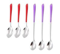 Paquet De 6 Cuillères À Glace À Long Manche, Couleurs De Bonbons Simples, Cuillères À Dessert, Faciles À Nettoyer, Adaptées À Une Utilisation Domestique De La Crème Glacée.