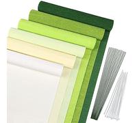Paquet de 6 Rouleaux de Papier Crepon, MicButty Papier Crépon Papier Crépon Blanc Papier Crépon Bande Papier Crépon De Couleur Ruban Crépon Avec Fil Vert, Attaches pour Anniversaire, Mariage Bricolage