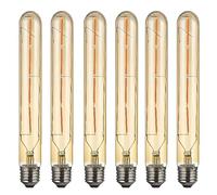 Paquet de 6, vis de base E27 rétro ampoule à filament LED Edison, ampoule à LED Tw long tube en verre fumé T30 4W40W, lampe à incandescence nostalgique 400lm blanc chaud 2700k non dimmable