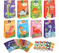 Paquet De 60 Paquets Cadeaux Dinosaures 24 Sacs En Papier Dinosaures + 36 Autocollants De La Dinosaures - Sacs De Cadeaux De Fête De Dinosaures