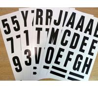 Paquet de 62 x 75 mm-Noir sur blanc-lettres et chiffres autocollants en vinyle étanche &auto-adhésive pour coller les lettres, les véhicules, embarcations, les projets scolaires &affiches