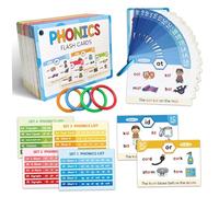 Paquet de 65 Cartes Flash phonétiques pour Enfants âgés de 4 à 8 Ans avec 118 Sons phoniques, apprenez à Lire des Cartes Flash Lecture avec des Anneaux colorés pour Un Rangement et Une organi