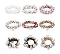 Paquet De 9 Élastiques À Cheveux En Perles De Cristal, Élastiques À Cheveux Pour Cheveux De Femmes, Décoration De Corde À Cheveux Élastique, Élastiques À Cheveux Pour Queue De Cheval À La Mode