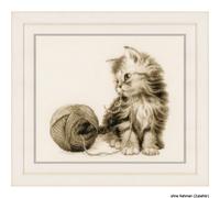 Vervaco Point De Croix Compté Kit Tableau Complet Set CHAT De Broderie Loisir Créatif Maison Decoration Cadeau DIY ca. 29 x 26 cm Counted Cross Stitch Embroidery