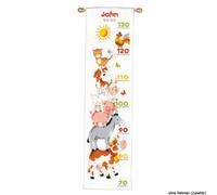 Vervaco Kit point de croix compté Mesure de la hauteur Enfant Les animaux de ferme 18x70 cm Complet