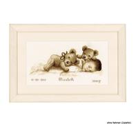 Vervaco Kit de point de croix compté Bébé Fait Dodo – Complet, Personnalisé, 30 x 16 cm