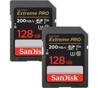 Paquet De Deux Carte mémoire SDXC SanDisk Extreme PRO 128 Go Jusqu'à 170 Mo/s, UHS-I, Classe 10, U3, V30 - 2PCS/PACK