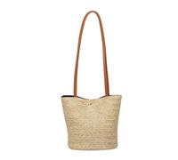 Paquet de Plage D'été en Paille Tressée, Sac à Bandoulière Seau pour | Tissu Tissé et Polyester, Format Pratique pour Sorties, Style Cabas Léger pour Usage Quotidien