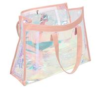Paquet de Plage Transparent Irisé Tpu avec Poignée Pu, Fermeture Éclair | Compartiments à Trois Niveaux, Poche Intérieure, Rangement Organisé, Usage Vacances et Aventures Pluvieuses