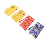 Paquet de Rangement Bouddhistes en Brocart 4 Pièces pour Écritures | Style Ethnique Délicat, Surface Lisse et Légère, Usage Bureau ou Extérieur