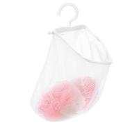 Paquet de Rangement en Filet Suspendu Polyvalent Crochet Pivotant | Filet Polyester Blanc Pliable, Grosse Ouverture, pour Bain, Armoire, Bouteilles de Shampoing et Ail