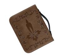Paquet de Rangement en PU avec Fermeture Éclair, Motif Croix Rétro | Poches Intérieures, Poignée et Dragonne, pour Lecture Biblique, Textes Sacrés et Dossiers