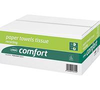 Papier pour essuie-mains WEPA Confort, Dimensions : 25 x 23 cm, Carton de 3200 feuilles, Feutre zigzag, Graduation : 20 x 160, Couleur blanc éclatant blanc