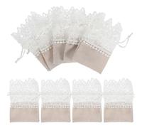 Paquet en Dentelle à Cordon 10pcs pour Bijoux et Fête Halloween | Tissu Beige, Ouverture Facile, pour Bonbons et Petits Présents, Mariage, Salons Créatifs, Usage Portable