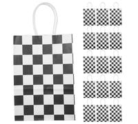Paquet en Papier Kraft Présents 16 Pièces à Carreaux | Format 21x15x8cm, Base Stable, Usage Polyvalent pour Anniversaires et Décorations