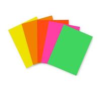 Paquet filmé de 100 feuilles de papier Affiche fluo, 90 g/m², A4, coloris assortis (5 teintes)