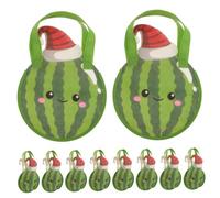 Paquet Présents 12 Pièces en Tissu Non Tissé Pastèque Ronds avec Poignées | Vert Tropical, Impression Pastèque Vive, pour Anniversaires et Fêtes Saisonnières, Présentation Simple
