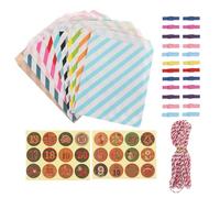 Paquet Présents en Papier Kraft de Noël pour Cupcakes et Desserts | Fermeture Facile et Protection Anti-graisse, Clips Colorés, Stickers et Corde, pour Shower