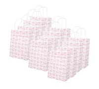 Paquet Présents Roses et Nœud en Papier 12 Pièces avec Poignées | Format Petit, Finition Rose Délicate, Usage Prêt à Offrir, pour Petits Souvenirs et Boîtes