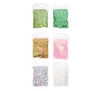 Paquets de 6 Décoration D'ongles Trèfle Cristal PET | Paillettes Colorées, Époxy Créatif, , 10g par Lot, pour Femmes