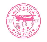 Par Avion Airmail Français Paris Grunge Style Rubber Post Stamp Philatéliste Avion Stickers muraux 72x73.1cm Décoration de magasin Rose