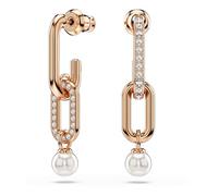 Swarovski Boucles d'oreilles Constella Perles de cristal rondes blanches Placage or rosé 32 mm OS