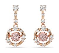 Swarovski Boucles d'oreilles Constella 5744239 – pierre dansante rose, taille ronde, plaqué or rosé