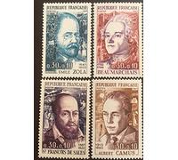 par des Livres Express. Timbre Neuf** de Collection Authentique. France 1967 Nos 1511 à 1514 Neufs sans charnière. Ecrivains: Zola, Camus...
