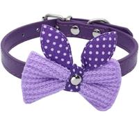 par Hundhalsband, Collier for Chien en Cuir Mignon avec nœud Tricot for à Papillon Ressort Boucle métal de sécurité Joli Cadeau(Purple,S)