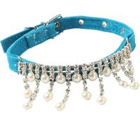 par Hundhalsband, Collier for Chien Mignon et éblouissant avec Strass Perles Fantaisie, Pendentif en Cristal Scintillant, for Petits Chiens, Chats Lapins(Blue)
