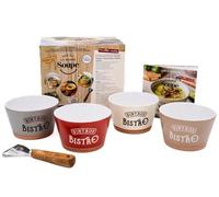 Par Ici La Bonne Soupe ! - Coffret Avec 4 Bols, 1 Couteau Éplucheur Et 1 Livre De Recettes