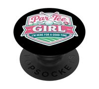 par Tee Girl Funny Golf Lover Golfing Here Good Time Golfer PopSockets PopGrip Adhésif