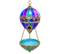 Para Pájaros en Globo Aerostático - Bebedero y Decoración de Jardí | Diseño Único de Doble Uso con Comida y Agua, Paneles de Colores Vibrantes Estilo Vintage, Fácil Recarga con Tapa, pa