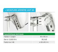 Cahors Parabole 65 cm acier blanc Gain 36,2 dB