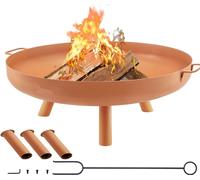 Parabole de feu 77cm de diamètre, 15cm de profondeur - Corbeille de feu 28cm de hauteur acier carbone - Feu de jardin Corbeille de feu Foyer avec pieds de support - BBQ, chauffage, terrasse, feu de ca