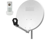 Parabole Satellite Acier Blanche 60cm + Tête LNB Single 4K idéal Astra EUTELSAT