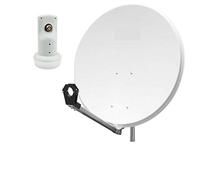Parabole Satellite Aluminium Blanche 80cm idéal Astra EUTELSAT + LNB Single HD