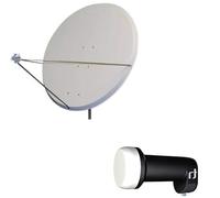 Parabole Satellite Aluminium Gris Clair 125cm Livre avec Un LNB Single Haute Gamme INVERTO Black 01db High Gain 70 DB