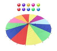 Parachute arc-en-ciel - Jeu de parachute - Jeu de parachute - Jouez au jeu de parachute de 6 pieds avec 10 balles pour les enfants qui font de la gymnastique ensemble dans un jeu de groupe
