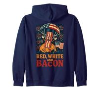 Parachute de bacon patriotique rouge, blanc et bacon Sweat à Capuche