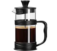 ParaCity Cafetière à piston française, mini cafetière de camping en acier inoxydable 304 multifiltre et verre résistant à la chaleur, presse à café froid de 12 oz pour cadeau de voyage et maison (noir