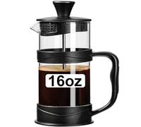 PARACITY Cafetière à piston française - Mini presse à café/thé de camping avec filtre en acier inoxydable 304 et verre résistant à la chaleur - Cafetière à infusion à froid de 473,6 g pour voyage et
