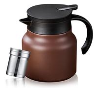 PARACITY Cafetière à Revêtement en Céramique 800 ml, Tasse Isotherme avec Passoire Amovible, Doublure en Filet Pour Boissons Chaudes, Bouilloire à thé en Acier Inoxydable Isolée à Double Paroi