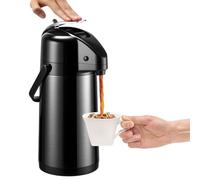 PARACITY Carafe à café Airpot améliorée avec double pompe 2,5 l en acier inoxydable pour boissons chaudes/froides avec base Lazy Susan, café Termos Para Cafe Noir