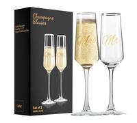 PARACITY Ensemble de flûtes à champagne Mr et Mme pour mariage, lot de 2, verres à champagne pour mariée et marié, cadeaux pour douche nuptiale, cadeau de fiançailles, 250ml/8,5oz