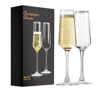 Paracity Lot de 2 flûtes à champagne élégantes en verre de 177 ml, cadeau d'anniversaire, de mariage, de Noël, pour femme, homme