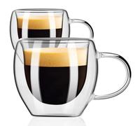 PARACITY Lot de 2 tasses à expresso à double paroi avec poignée, 70,9 g, haute teneur en borosilicate, accessoires pour expresso